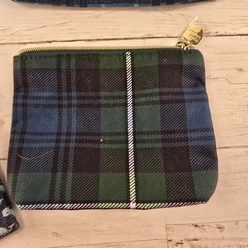 Lot of 6 Cosmetic Travel Pouches Estee Lauder Sephora Carmel Whale Plaid Leopard